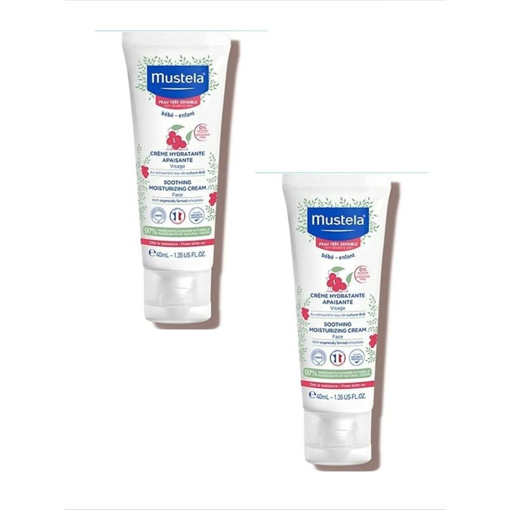 NEW Mustela Soothing Moisturizing Cream with Schisandra, 1.35 fl oz - PACK OF 2